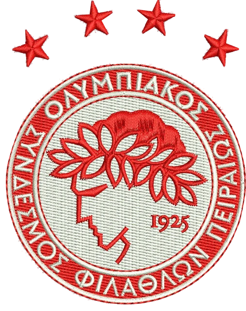 Diseño de bordado Olympiacos Football Club logotipo sobre tela