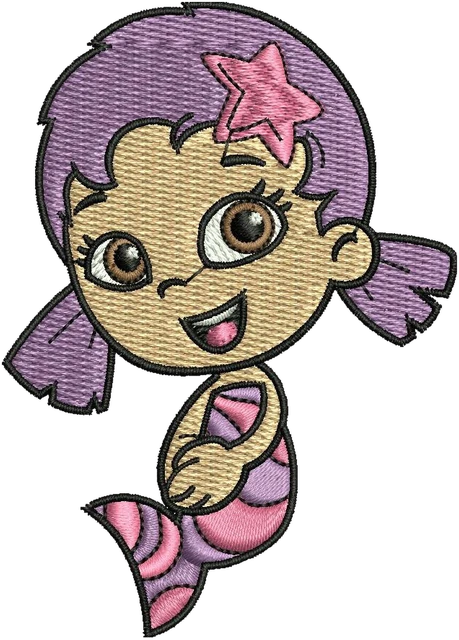 Diseño de bordado Oona de Bubble Guppies Sirena sobre tela