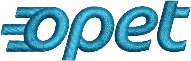 Opet Petroleum Company Logo Embroidery Design embroidery design shown stitched on fabric