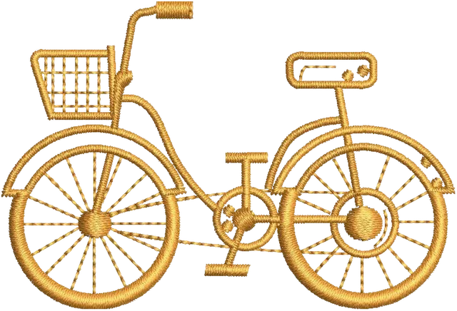 Motif de broderie Vélo orange brodé sur tissu