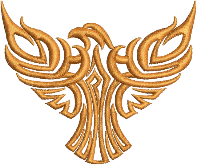 Ricamo Aquila arancione su tessuto