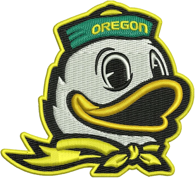 Oregon Ducks University Logo 4 Embroidery Design embroidery design shown stitched on fabric