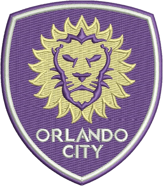 Stickdatei Orlando City SC Löwenwappen auf Stoff gestickt