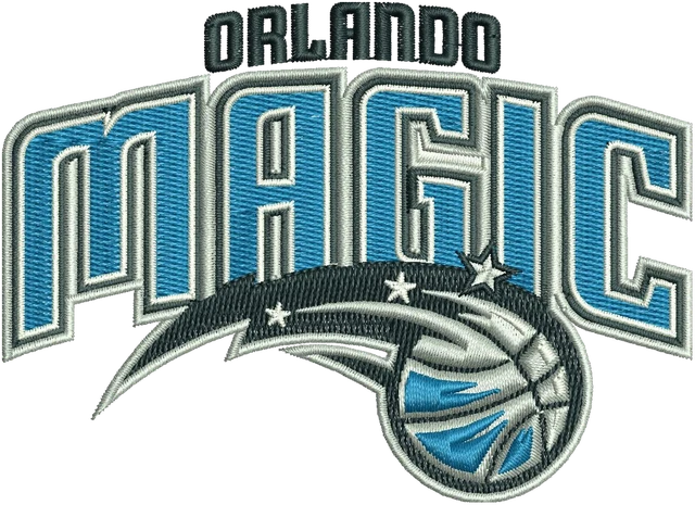 Orlando Magic Logo Embroidery Design embroidery design shown stitched on fabric