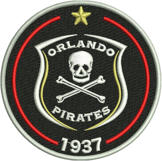Orlando Pirates Football Club Logo Embroidery Design embroidery design shown stitched on fabric