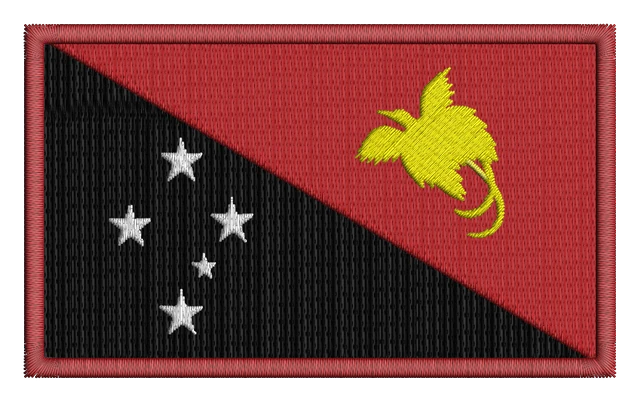 Diseño de bordado Papua Nueva Guinea Bandera sobre tela