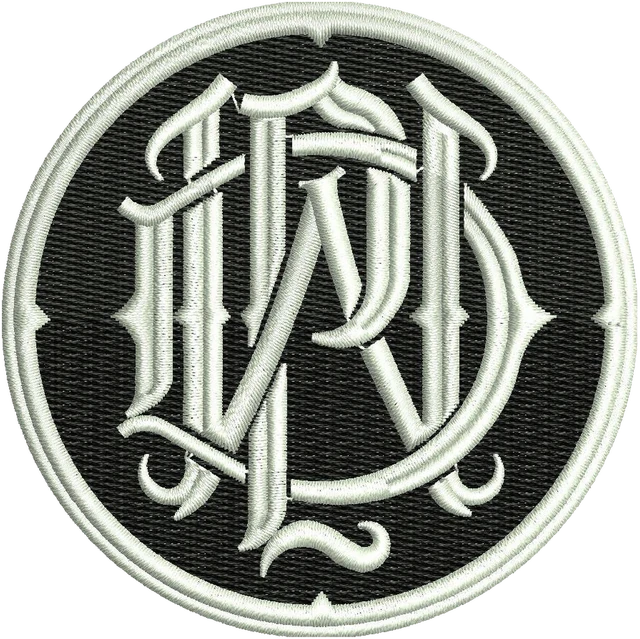 Parkway Drive Reverence Monogram Embroidery Design embroidery design shown stitched on fabric