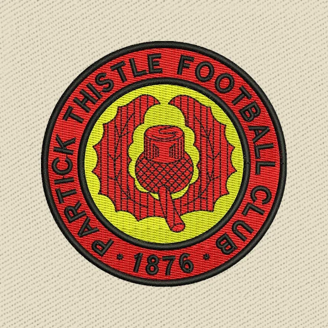 Partick Thistle rot-gelbes Rundwappen Stickdatei