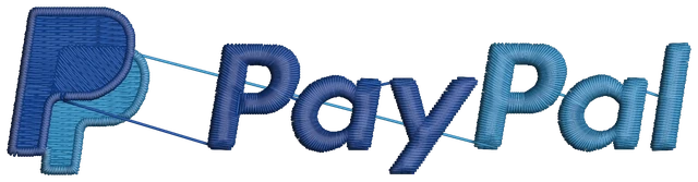 PayPal Logo Embroidery Design embroidery design shown stitched on fabric