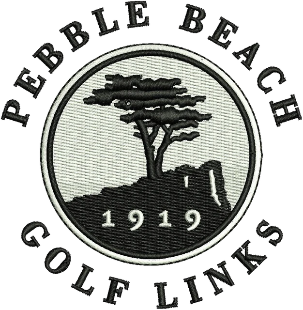 Pebble Beach Golf Links Logo Embroidery Design embroidery design shown stitched on fabric