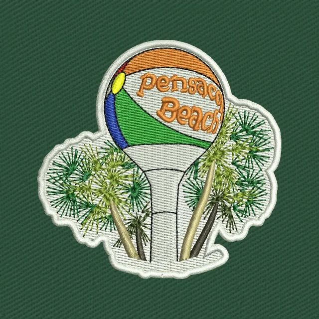 Pensacola Beach Ball and Palms Embroidery Design