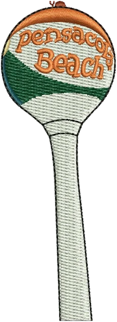 Pensacola Beach Water Tower Embroidery Design embroidery design shown stitched on fabric