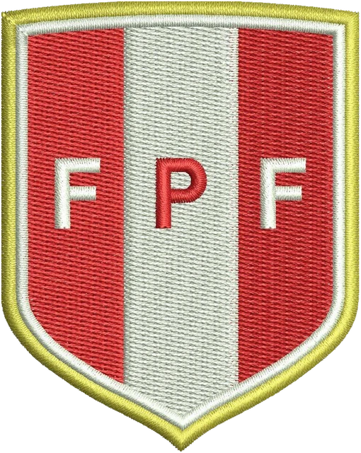 Stickdatei Peru FPF rot-weiß gestreiftes Schild Stickdatei auf Stoff gestickt
