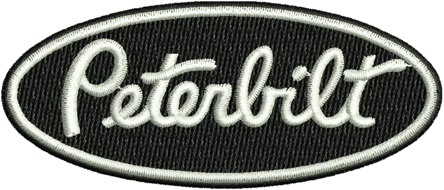 Peterbilt Truck Logo Embroidery Design embroidery design shown stitched on fabric