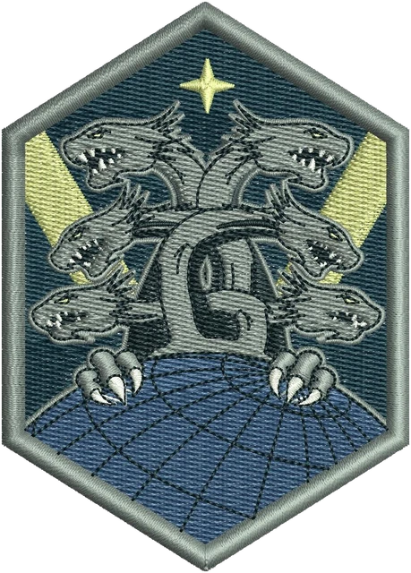 Peterson Schriever Garrison Twin Eagles Embroidery Design embroidery design shown stitched on fabric