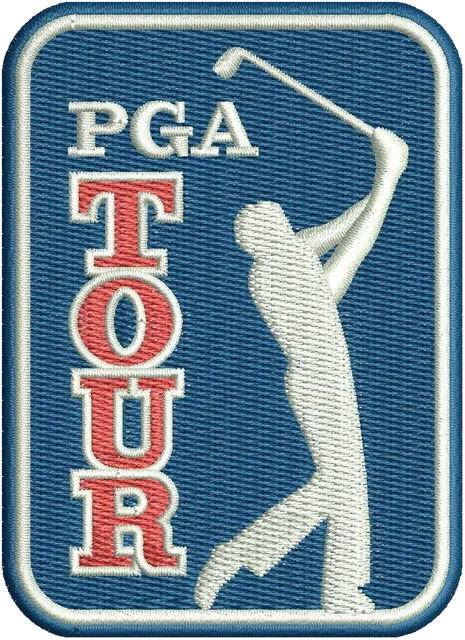 PGA Tour Logo Embroidery Design embroidery design shown stitched on fabric
