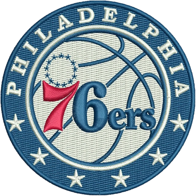 Philadelphia 76ers Logo Embroidery Design embroidery design shown stitched on fabric