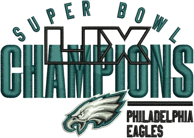 Diseño de bordado Philadelphia Eagles logotipo de campeones de la Super Bowl LIX 2 sobre tela