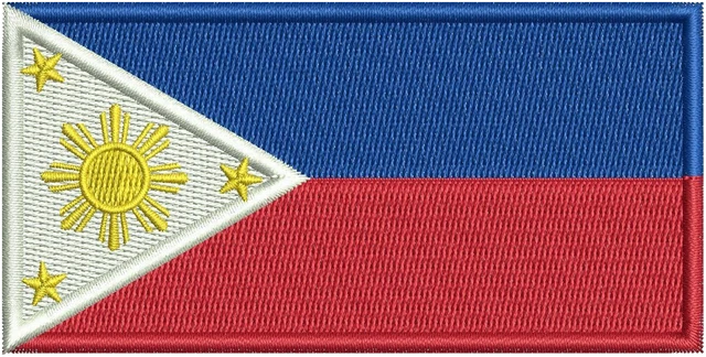 Philippines Flag Embroidery Design embroidery design shown stitched on fabric