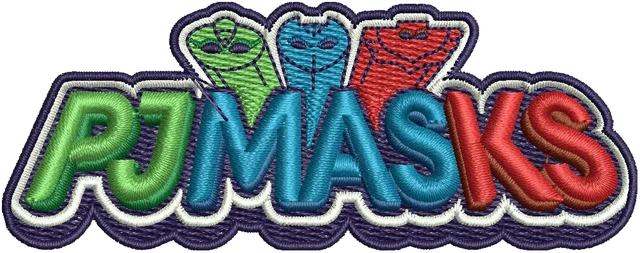 PJ Masks Logo Embroidery Design embroidery design shown stitched on fabric