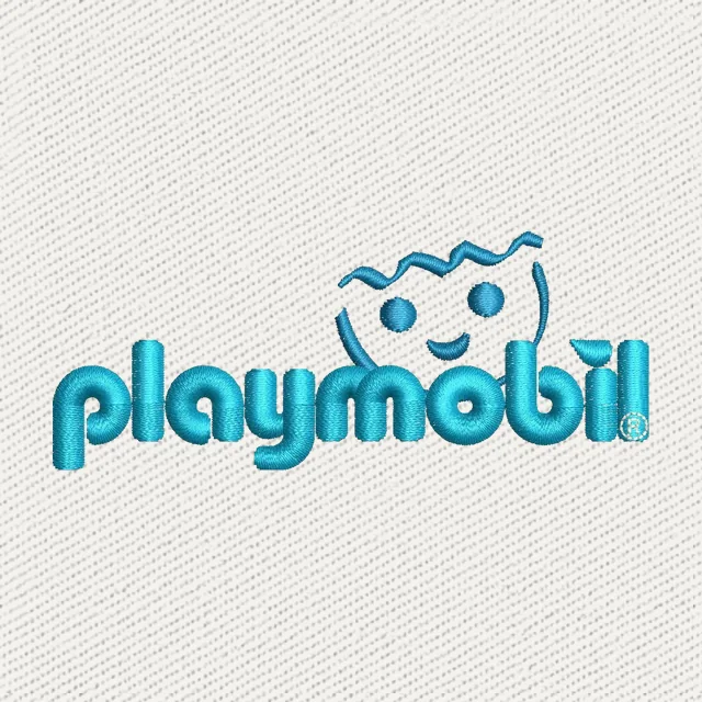 Playmobil Turquoise Wordmark Logo Embroidery Design