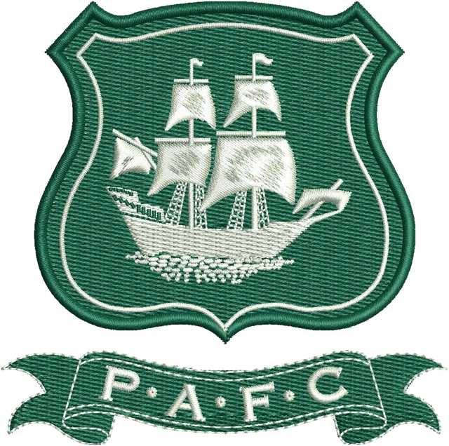Stickdatei Plymouth Argyle Football Club Logo Stickdatei auf Stoff gestickt