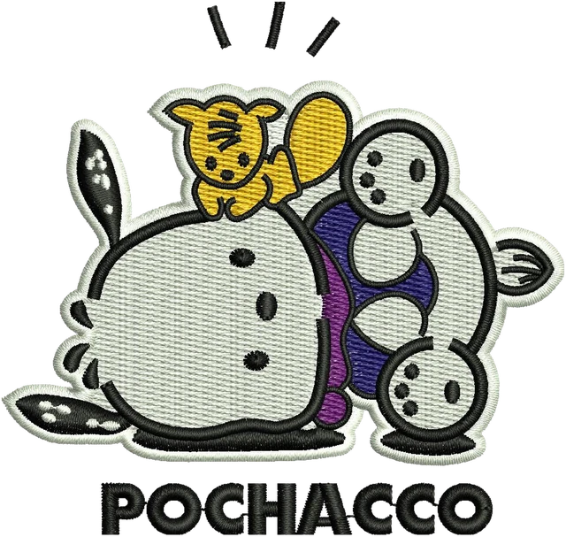Ricamo Bambola Pochacco di Sanrio 3 su tessuto