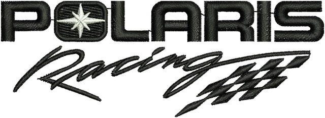 Stickdatei Polaris Racing Logo Stickdatei auf Stoff gestickt