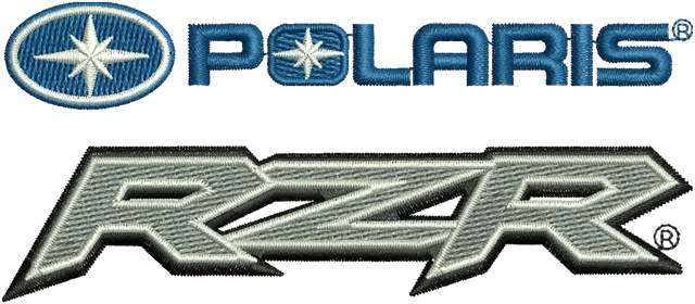 Polaris RZR Logo 2 Embroidery Design embroidery design shown stitched on fabric