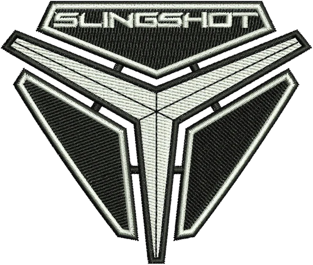 Polaris Slingshot Logo 2 Embroidery Design embroidery design shown stitched on fabric