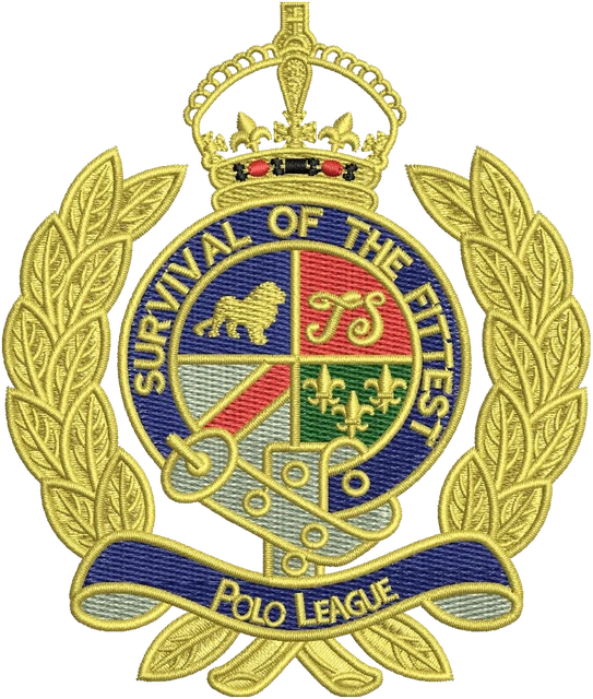 Diseño de bordado Polo Ralph Lauren logotipo de corona supervivencia del más apto sobre tela