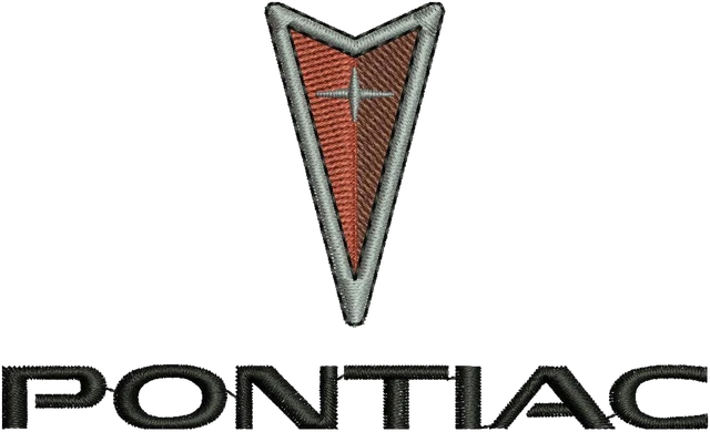 Pontiac Logo Embroidery Design embroidery design shown stitched on fabric