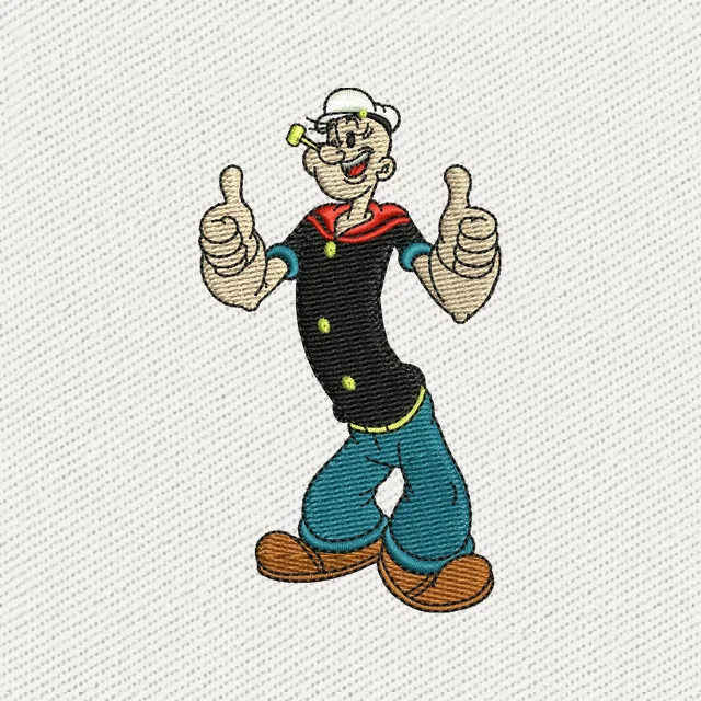 Diseño de bordado Popeye el Marino con doble pulgar arriba