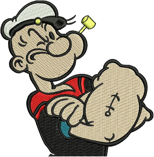 Motif de broderie Popeye the Sailor Man de dessin animé 4 brodé sur tissu