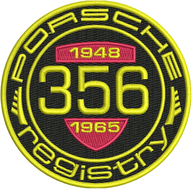 Porsche Registry 356 Logo Embroidery Design embroidery design shown stitched on fabric