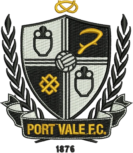 Port Vale Football Logo Embroidery Design embroidery design shown stitched on fabric