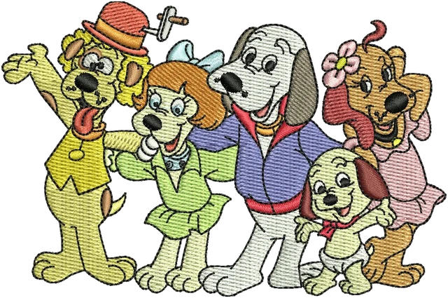 Diseño de bordado Pound Puppies logotipo de dibujos animados sobre tela