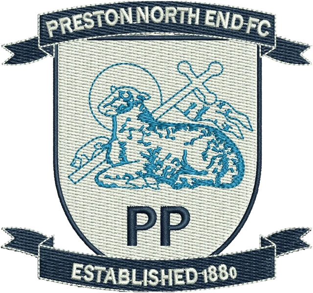 Diseño de bordado Preston North End Football Club logotipo sobre tela