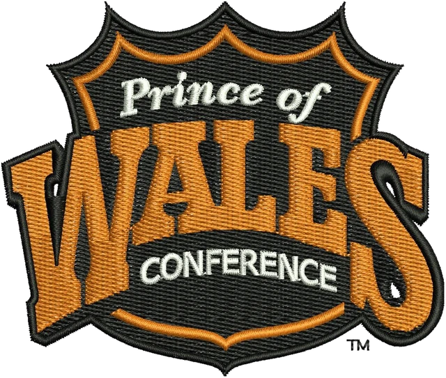 Prince of Wales Conference Logo Embroidery Design embroidery design shown stitched on fabric