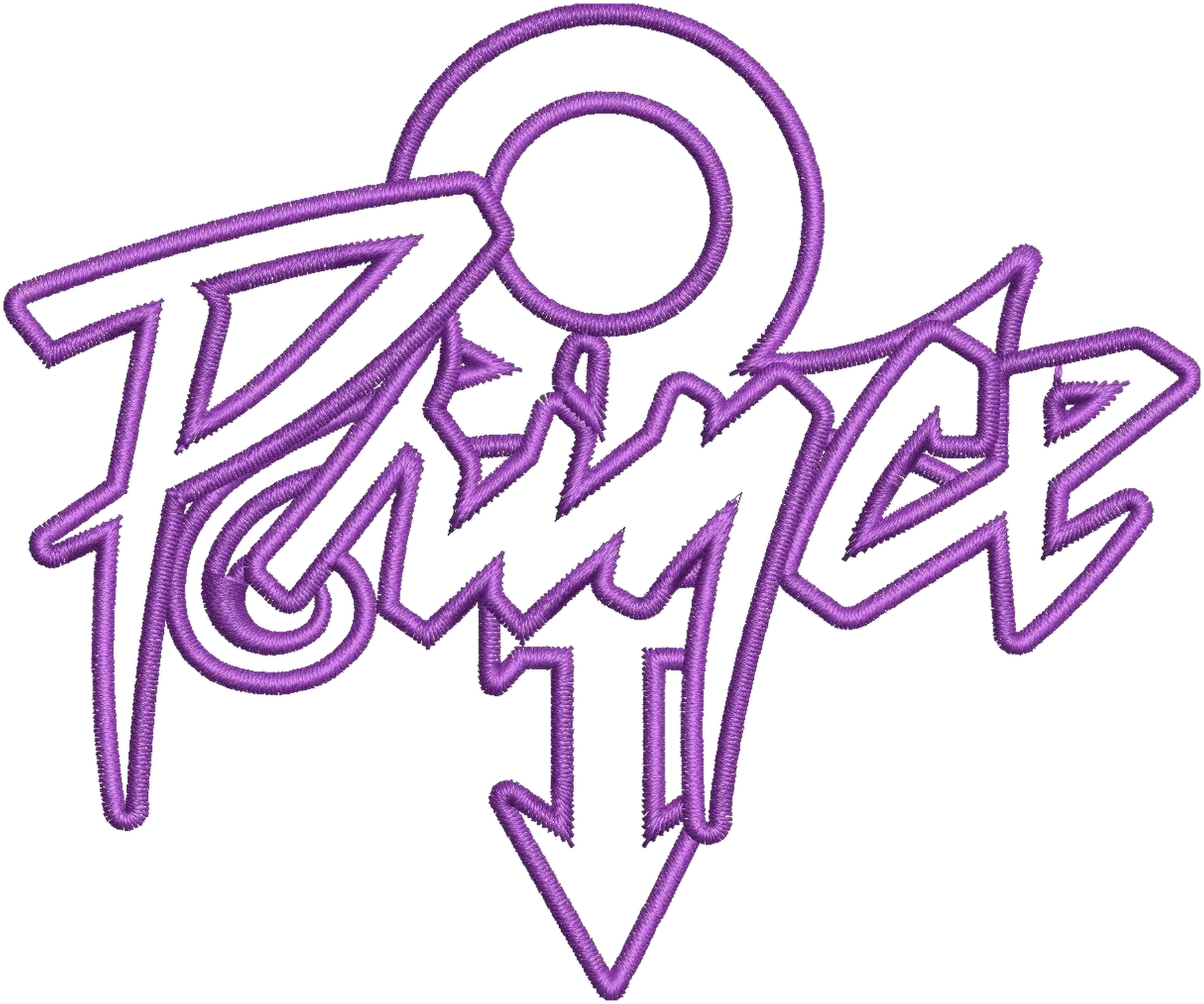 Prince Symbol Logo Embroidery Design embroidery design shown stitched on fabric
