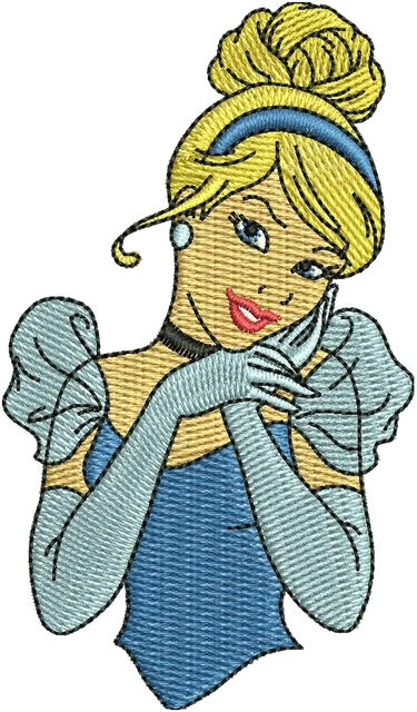 Princess Cinderella 2 Embroidery Design embroidery design shown stitched on fabric