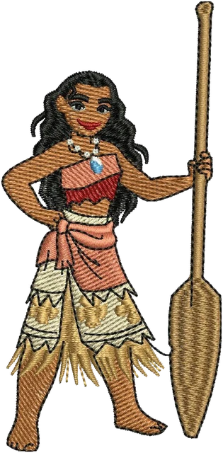 Ricamo Disegno da ricamo Oceania Disney in piedi con pagaia su tessuto