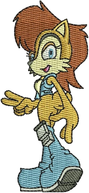 Motif de broderie Sally Acorn debout brodé sur tissu