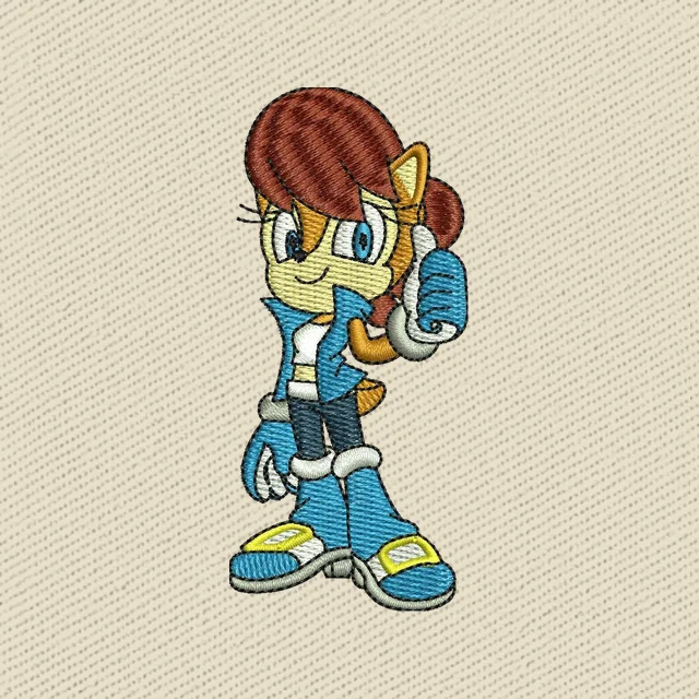 Diseño de bordado Sally Acorn Sonic mano junto a la oreja