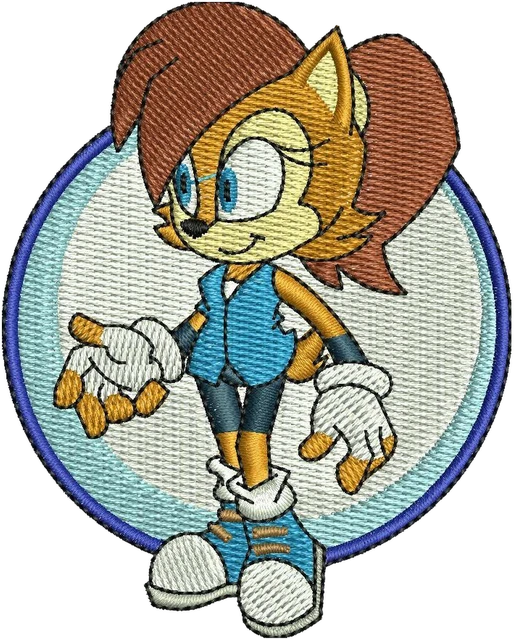 Motif de broderie Motif de broderie Princesse Sally Acorn Sonic portrait rond brodé sur tissu