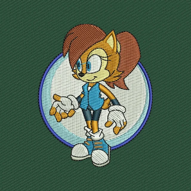 Diseño de bordado Princesa Sally Acorn Sonic retrato redondo