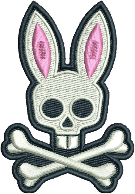 Motif de broderie Psycho Bunny brodé sur tissu