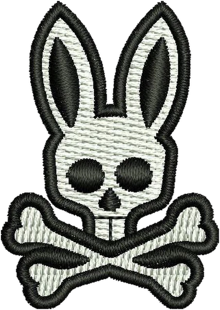 Stickdatei Psycho Bunny Logo Stickdatei auf Stoff gestickt