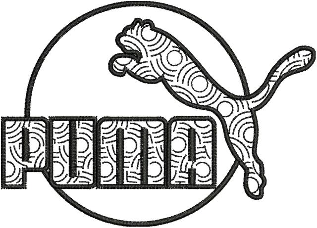 PUMA New Embroidery Design embroidery design shown stitched on fabric