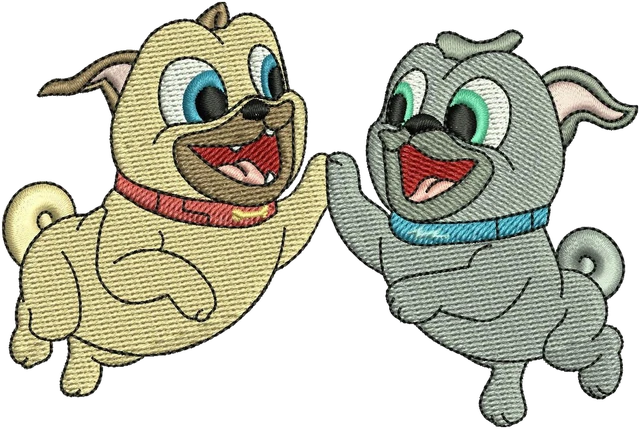 Puppy Dog Pals 3 Embroidery Design embroidery design shown stitched on fabric